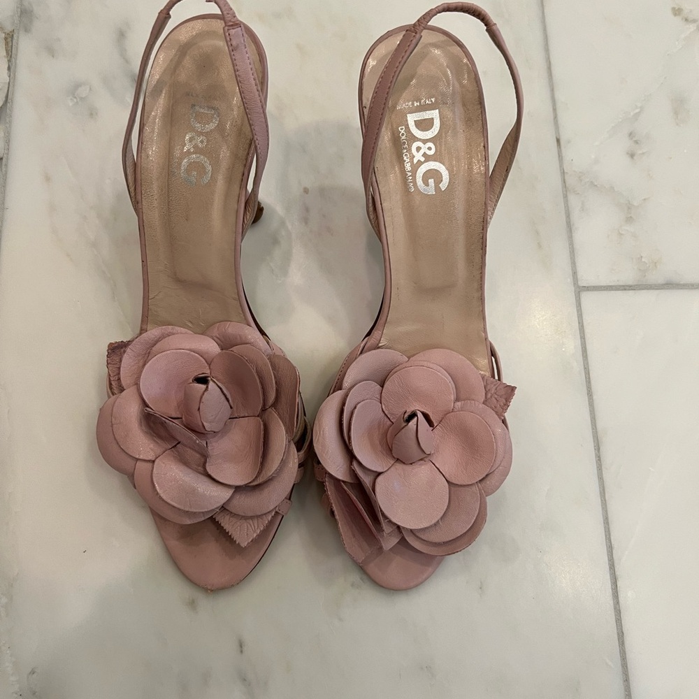 D&G Pink Heels with Floral Embellishments